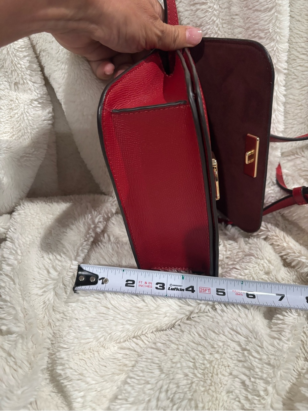 COACH Red Saffiano Leather Crossbody with Gold Logo - Picture 4 of 6